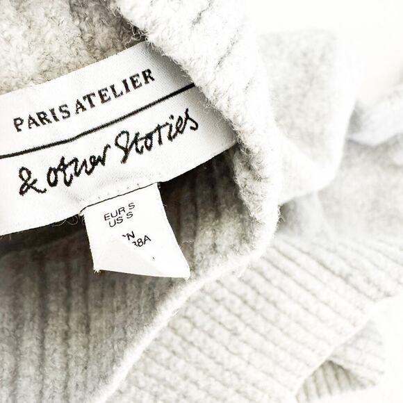 & Other Stories Paris Atelier Cotton-Wool Long Sleeve Crop Mock Sweater Size S - Picture 4 of 5